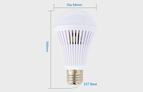 12W smart rechargeable emergency led bulb light 9819-12w size