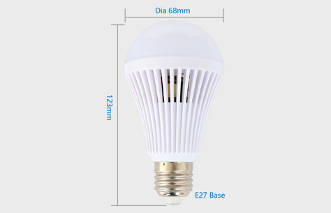 7W smart rechargeable emergency led bulb light 9819-7w size